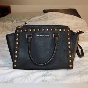 Michael Kors Black Purse with Gold Studs